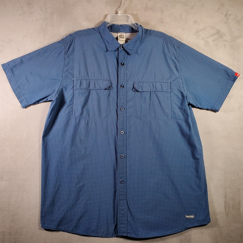 The North Face Shirt Mens XL Blue Check Vented Short‎ Sleeve Hiking Outdoor Gorp